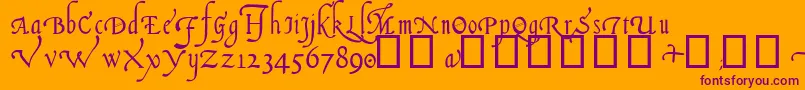 ItalianCursive14thC Font – Purple Fonts on Orange Background
