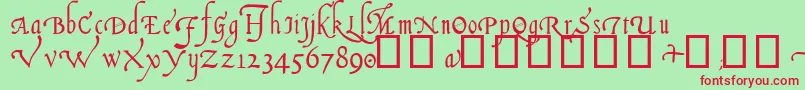 ItalianCursive14thC Font – Red Fonts on Green Background