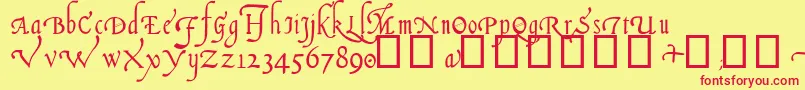 ItalianCursive14thC Font – Red Fonts on Yellow Background