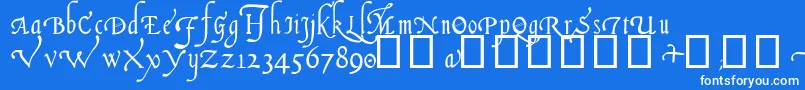 ItalianCursive14thC-Schriftart – Weiße Schriften auf blauem Hintergrund