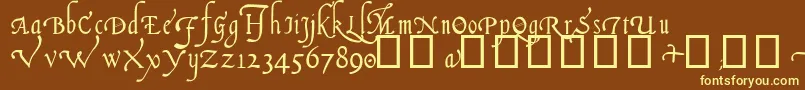 ItalianCursive14thC-Schriftart – Gelbe Schriften auf braunem Hintergrund