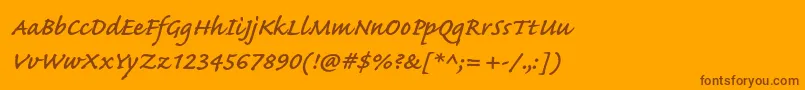 Fonte CaflischscriptproSemibold – fontes marrons em um fundo laranja