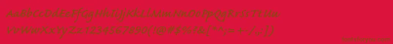 CaflischscriptproSemibold-fontti – ruskeat fontit punaisella taustalla