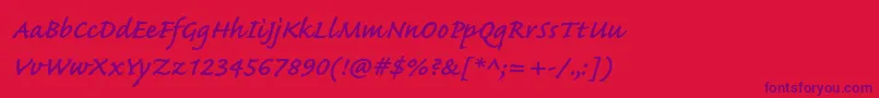 Czcionka CaflischscriptproSemibold – fioletowe czcionki na czerwonym tle