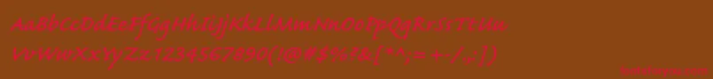 Fonte CaflischscriptproSemibold – fontes vermelhas em um fundo marrom