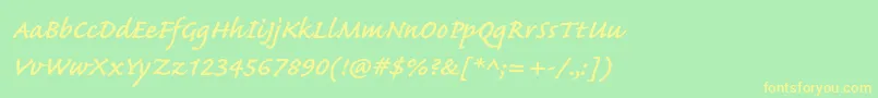 Подробнее о шрифте CaflischscriptproSemibold Шрифт CaflischscriptproSemibold – жёлтые шрифты на зелёном фоне