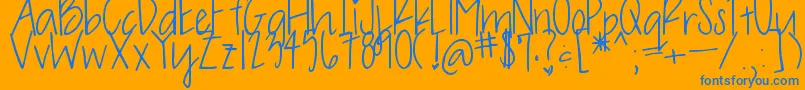 OliveCharming-Schriftart – Blaue Schriften auf orangefarbenem Hintergrund