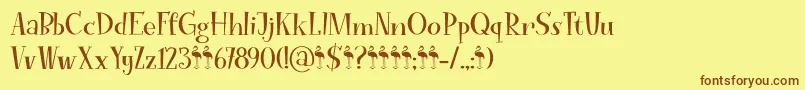 Saiba mais sobre a fonte FunkyFlamingoDemo Fonte FunkyFlamingoDemo – fontes marrons em um fundo amarelo
