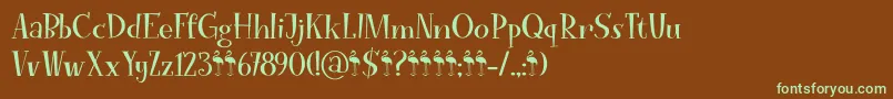 フォントFunkyFlamingoDemo – 緑色の文字が茶色の背景にあります。