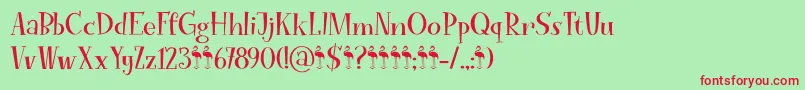 Шрифт FunkyFlamingoDemo – красные шрифты на зелёном фоне