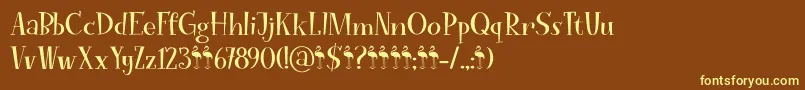 FunkyFlamingoDemo-fontti – keltaiset fontit ruskealla taustalla
