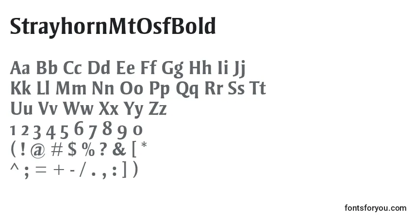 Czcionka StrayhornMtOsfBold – alfabet, cyfry, specjalne znaki