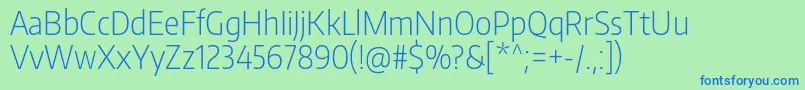 EncodesanscondensedExtralight-Schriftart – Blaue Schriften auf grünem Hintergrund