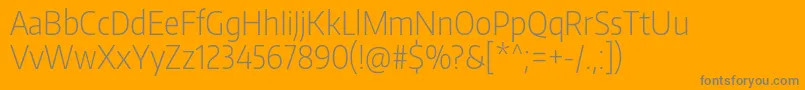 EncodesanscondensedExtralight-Schriftart – Graue Schriften auf orangefarbenem Hintergrund