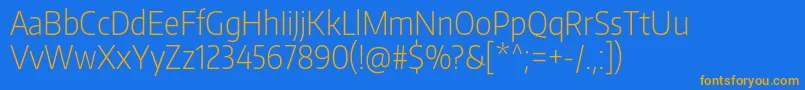 EncodesanscondensedExtralight Font – Orange Fonts on Blue Background