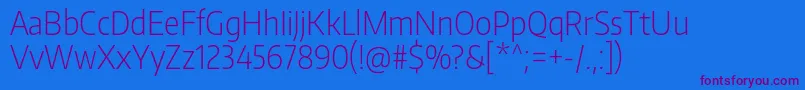 EncodesanscondensedExtralight-Schriftart – Violette Schriften auf blauem Hintergrund