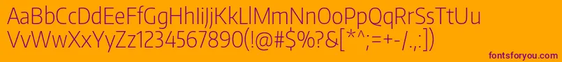 EncodesanscondensedExtralight-Schriftart – Violette Schriften auf orangefarbenem Hintergrund