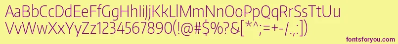 EncodesanscondensedExtralight Font – Purple Fonts on Yellow Background