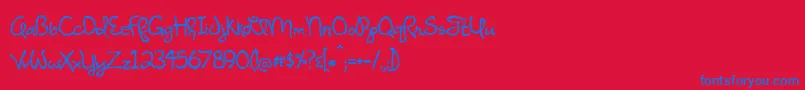 フォントNightOfTheFireflies – 赤い背景に青い文字
