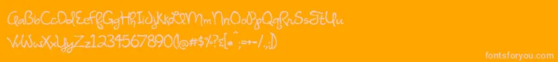 NightOfTheFireflies-Schriftart – Rosa Schriften auf orangefarbenem Hintergrund