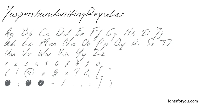 A fonte JaspershandwritingRegular – alfabeto, números, caracteres especiais
