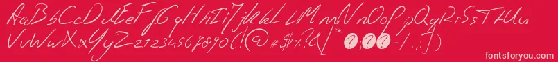 Police JaspershandwritingRegular – polices roses sur fond rouge