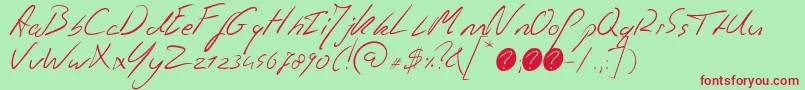 Fonte JaspershandwritingRegular – fontes vermelhas em um fundo verde