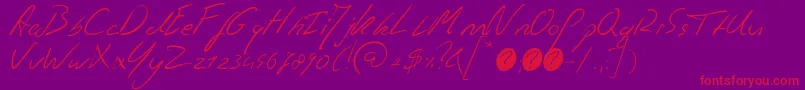 JaspershandwritingRegular-Schriftart – Rote Schriften auf violettem Hintergrund