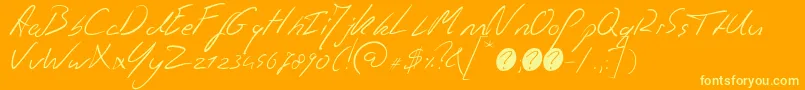 JaspershandwritingRegular-Schriftart – Gelbe Schriften auf orangefarbenem Hintergrund