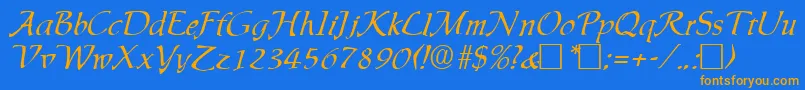 Ingrid Font – Orange Fonts on Blue Background