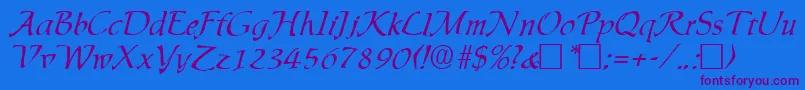 Ingrid Font – Purple Fonts on Blue Background