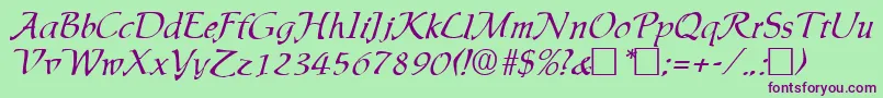 Ingrid Font – Purple Fonts on Green Background