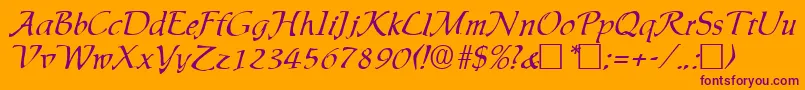 Ingrid Font – Purple Fonts on Orange Background