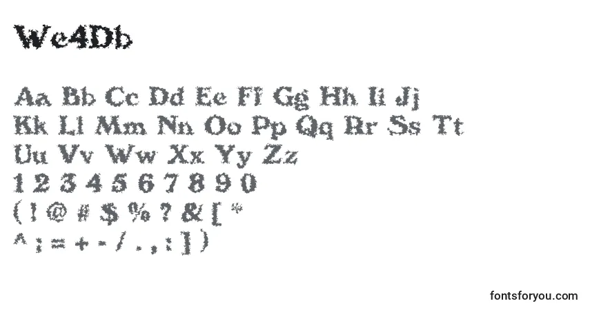 Czcionka We4Db – alfabet, cyfry, specjalne znaki