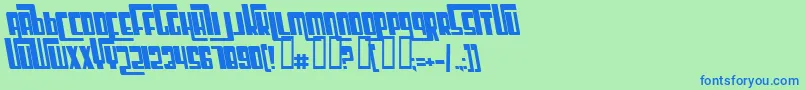 Шрифт CosmicAgeBoldItalic – синие шрифты на зелёном фоне