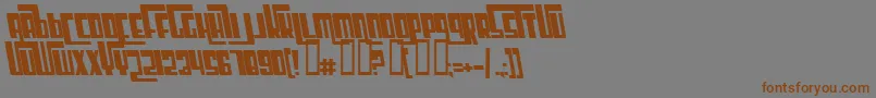 フォントCosmicAgeBoldItalic – 茶色の文字が灰色の背景にあります。