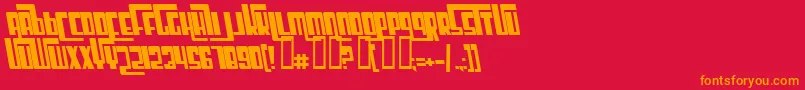 CosmicAgeBoldItalic-Schriftart – Orangefarbene Schriften auf rotem Hintergrund