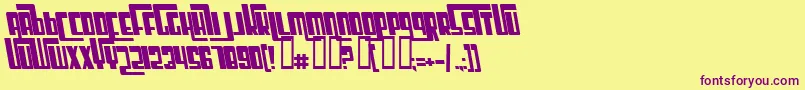 CosmicAgeBoldItalic-fontti – violetit fontit keltaisella taustalla