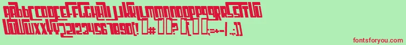 CosmicAgeBoldItalic-fontti – punaiset fontit vihreällä taustalla