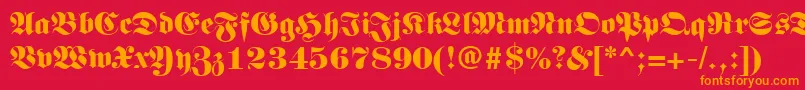 フォントLunariRegular – 赤い背景にオレンジの文字