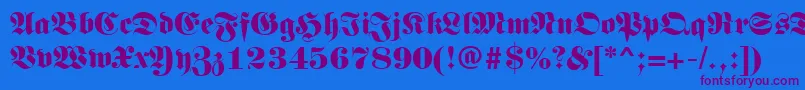 フォントLunariRegular – 紫色のフォント、青い背景
