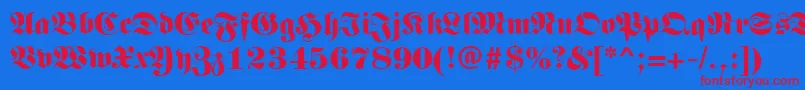 フォントLunariRegular – 赤い文字の青い背景