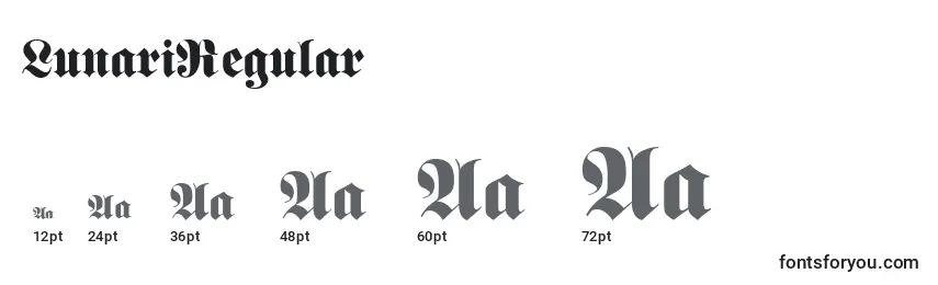 LunariRegular Font Sizes
