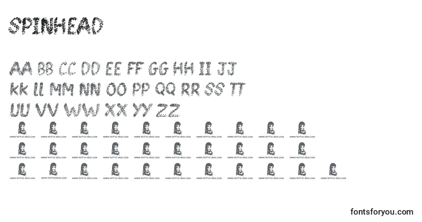 Czcionka SpinHead – alfabet, cyfry, specjalne znaki