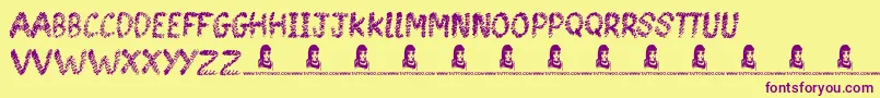 SpinHead-fontti – violetit fontit keltaisella taustalla