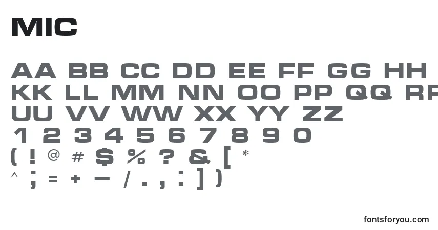 Schriftart Mic – Alphabet, Zahlen, spezielle Symbole