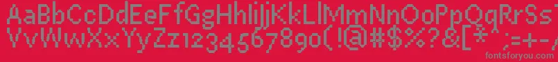 Fonte PfEastaSevenCondensed – fontes cinzas em um fundo vermelho