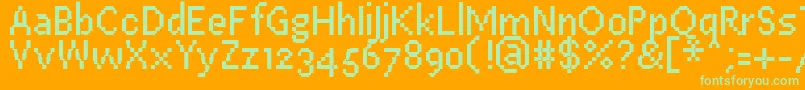 PfEastaSevenCondensed Font – Green Fonts on Orange Background