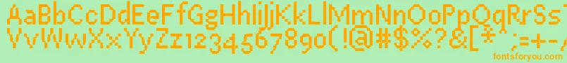 PfEastaSevenCondensed Font – Orange Fonts on Green Background