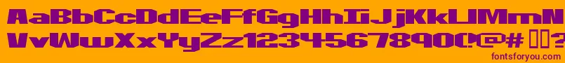 Motorcycle ffy-Schriftart – Violette Schriften auf orangefarbenem Hintergrund